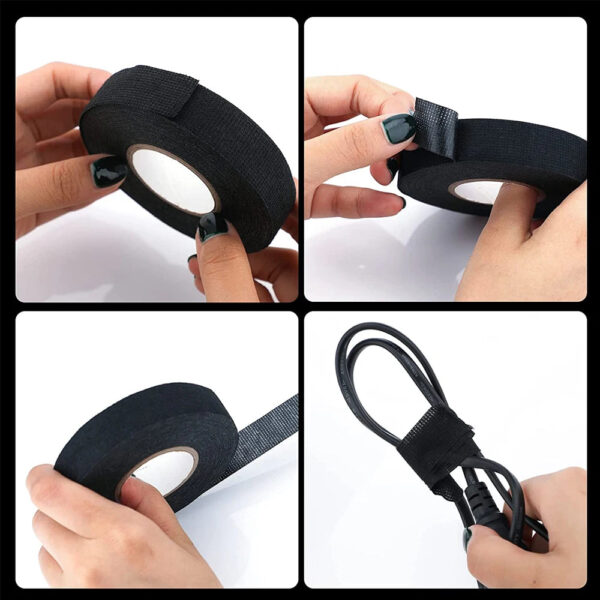 1-4pcs 15/25M High Temp Wire Harness Wrapping Tape Self-Adhesive Automotive Wiring Harness Fabric Tape for Car Noise Damping - Image 5