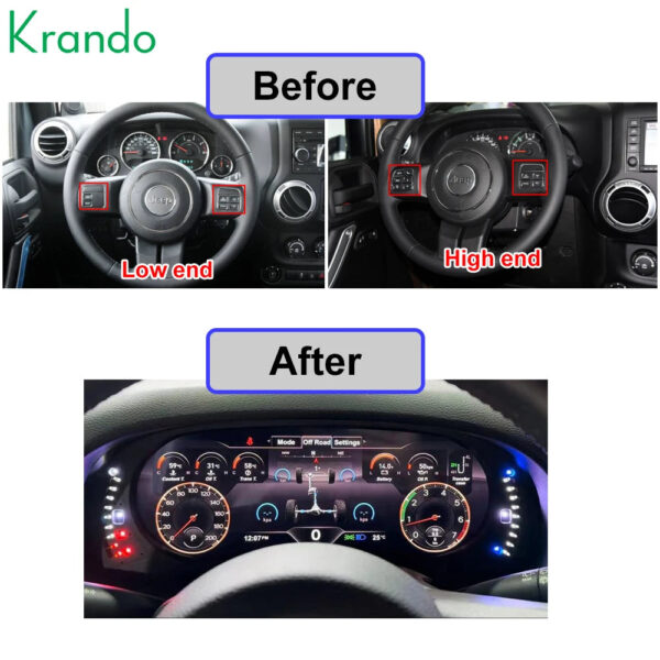 Krando 12.3'' Wireless Carplay Car Radio For Jeep Wrangler JK 2011-2017 Linux cockpit Speedometer dashboard Virtual Instrument - Image 5