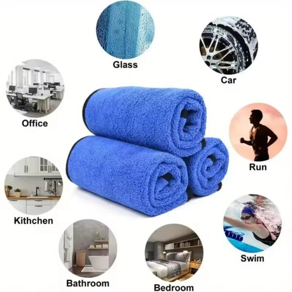 1-4pcs Microfiber Car Washing Towel Soft Quick Drying Windows Mirrors Wiping Rags Home Double Layer Cleaning Cloths 600GSM - Image 6