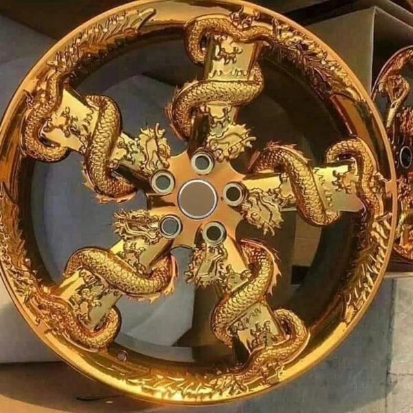 Hot Sale Customize Gold Alloy Passenger Car Wheels Rims 4x100 15 16 17 18 19 20 21 22 Inch Golden Dragon Shaped Wheel - Image 3