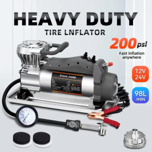 Super Tire Inflator Portable On/Offroad Air Compressor for Car/Truck/SUV/Jeep/RV 12V Heavy Duty Pump, Alligator Clip,Up to37Inch