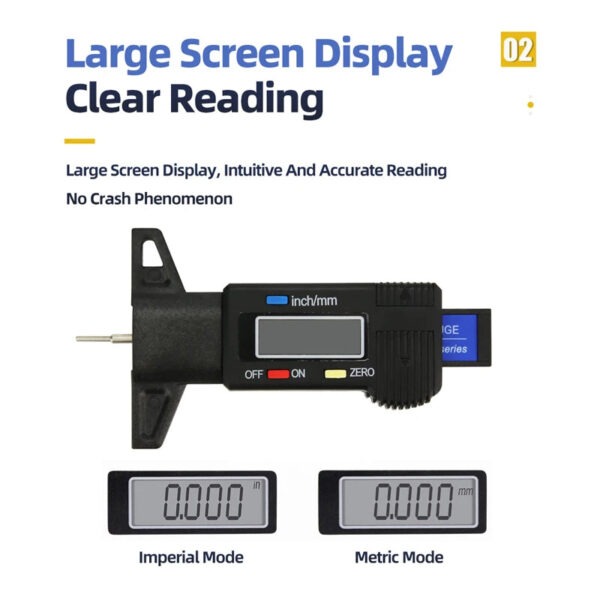 Digital Tread Depth Gauge For Car Tyre Tire Meter Thickness Gauges Automobile Tire Wear Detection Measuring Tools Depth Caliper - Image 4