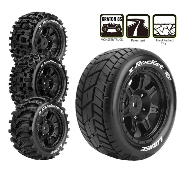 LOUISE RC Tires 213x98mm 24MM Hex Adapter For 1/5 ARRMA KRATON 8S Monster Truck Mountain Off-road Tires L-T3295BM~L-T3298BM