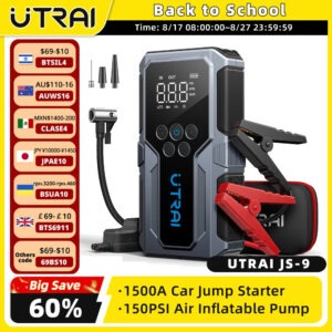 UTRAI 1500A Car Jump Starter Power Bank Portable 150PSI Air Pump Car Battery Emergency Boosters Starting Device Car Starter 2024