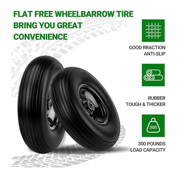 A33K-13Inch Wheelbarrow Tires 4.00-6 Flat Free Tire And Wheel, For Wheelbarrows Garden Wagon Cart Wheel - Image 5