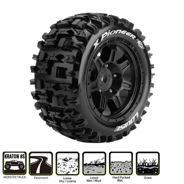LOUISE RC Tires 213x98mm 24MM Hex Adapter For 1/5 ARRMA KRATON 8S Monster Truck Mountain Off-road Tires L-T3295BM~L-T3298BM - Image 4