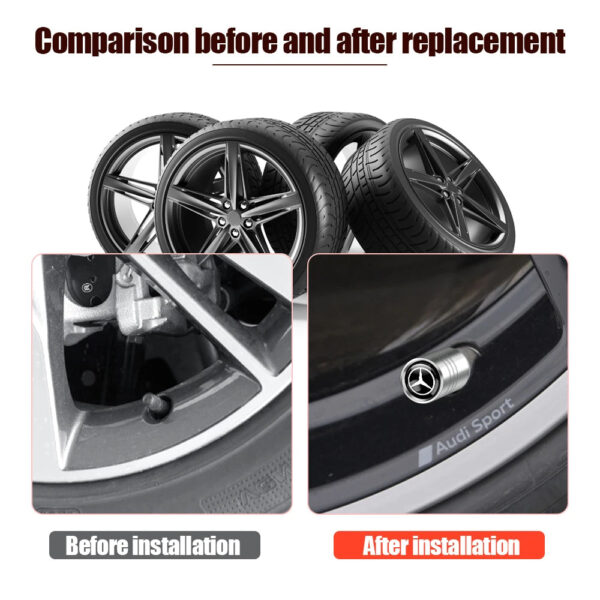 4PCS Car Wheel Tire Valve Caps Covers Accessories For Mercedes Benz AMG GLC GLB GLE CLA CLK W206 W204 W205 W212 W213 W169 W176 - Image 2