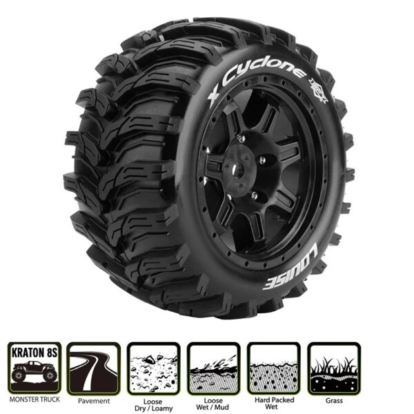 LOUISE RC Tires 213x98mm 24MM Hex Adapter For 1/5 ARRMA KRATON 8S Monster Truck Mountain Off-road Tires L-T3295BM~L-T3298BM - Image 6