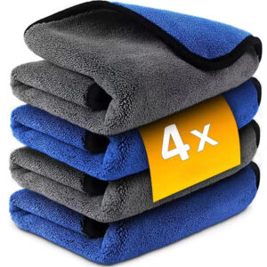 1-4pcs Microfiber Car Washing Towel Soft Quick Drying Windows Mirrors Wiping Rags Home Double Layer Cleaning Cloths 600GSM
