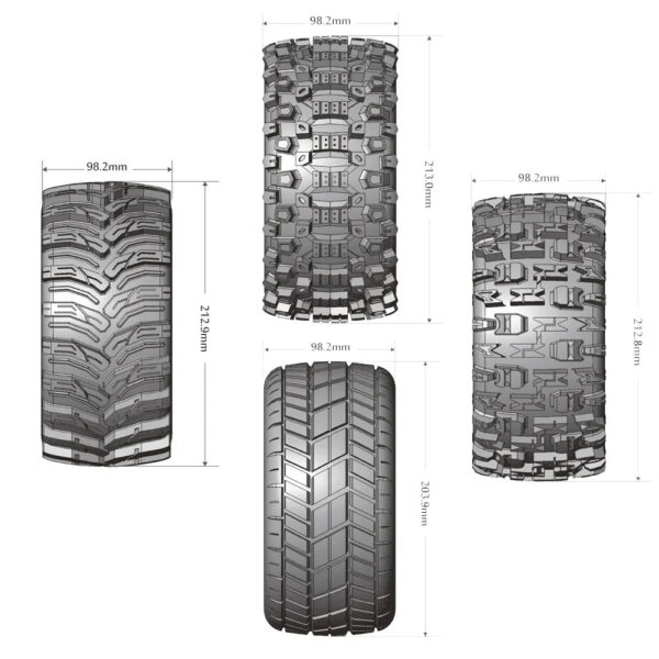 LOUISE RC Tires 213x98mm 24MM Hex Adapter For 1/5 ARRMA KRATON 8S Monster Truck Mountain Off-road Tires L-T3295BM~L-T3298BM - Image 2
