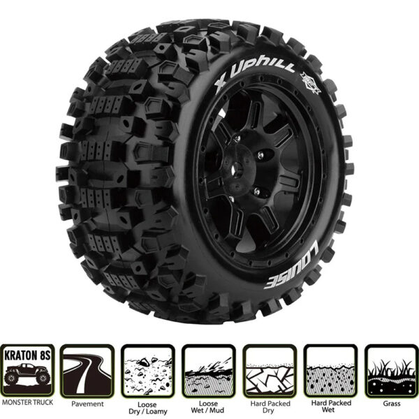 LOUISE RC Tires 213x98mm 24MM Hex Adapter For 1/5 ARRMA KRATON 8S Monster Truck Mountain Off-road Tires L-T3295BM~L-T3298BM - Image 5