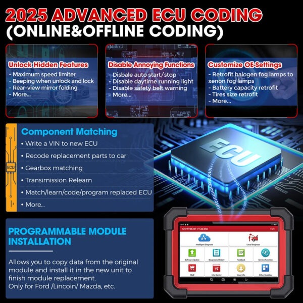 2025 Latest LAUNCH X431 CRP919E BT DBScar VII Car Diagnostic Tools CAN FD DOIP All System 31+ Reset ECU Coding Auto OBD2 Scanner - Image 4