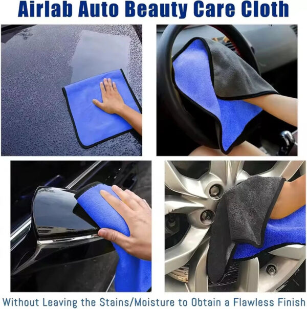 1-4pcs Microfiber Car Washing Towel Soft Quick Drying Windows Mirrors Wiping Rags Home Double Layer Cleaning Cloths 600GSM - Image 3