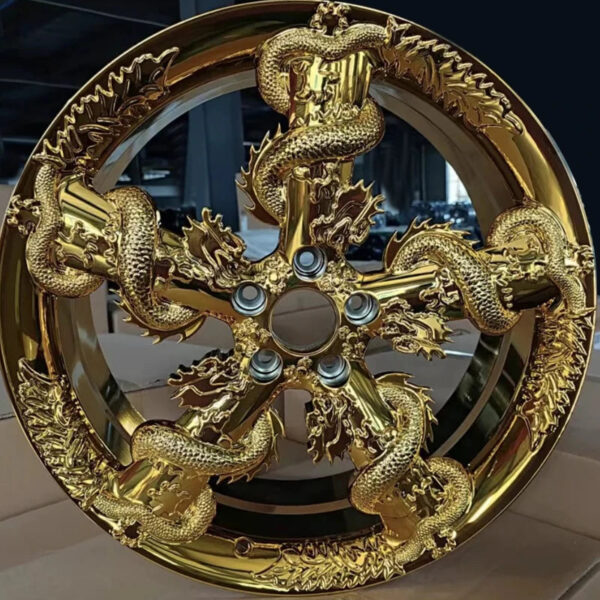 Hot Sale Customize Gold Alloy Passenger Car Wheels Rims 4x100 15 16 17 18 19 20 21 22 Inch Golden Dragon Shaped Wheel - Image 6