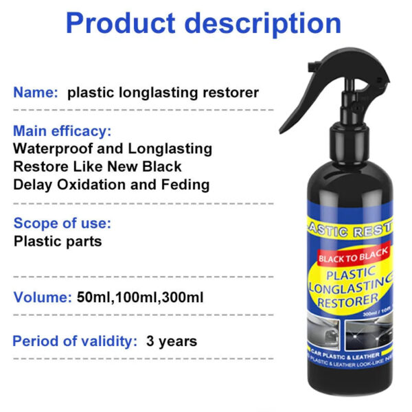 Car Plastic Restorer Back To Black Gloss Car Cleaning Products Plastic Leather Restore Auto Polish And Repair Coating Renovator - Image 9