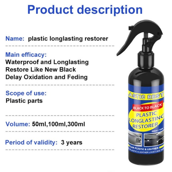 Car Plastic Restorer Back To Black Gloss Car Cleaning Products Plastic Leather Restore Auto Polish And Repair Coating Renovator - Image 8