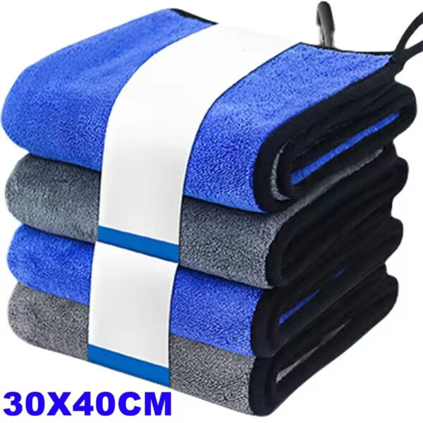 1-4pcs Microfiber Car Washing Towel Soft Quick Drying Windows Mirrors Wiping Rags Home Double Layer Cleaning Cloths 600GSM - Image 9