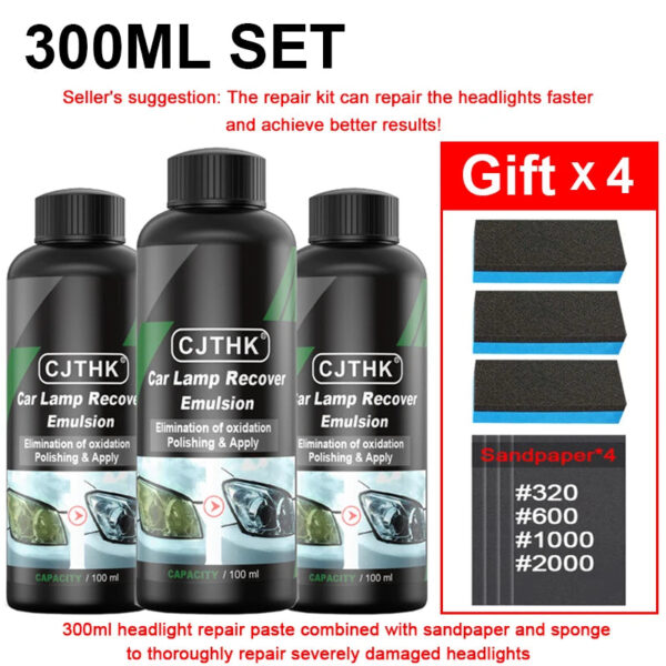 Car Headlight Restoration Polishing Kits Headlamp Scratch Remover Repair Cleaning Paste Remove Oxidation Headlight Polish Liquid - Image 18