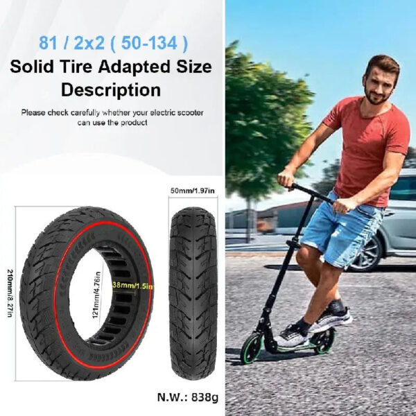 8.5 Inch Solid Tire 8 1/2x2 For VSETT 9&9+ / ZERO8&9  /Inokim Light 2  Scooter 50-134 Puncture Resistant Tyres Replacement Parts - Image 2